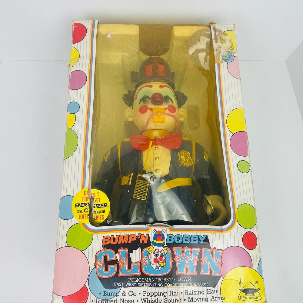 New Bright Bump N Bobby Clown Toy Blue Policeman 1989 Vintage Untested For Parts - Picture 16 of 16